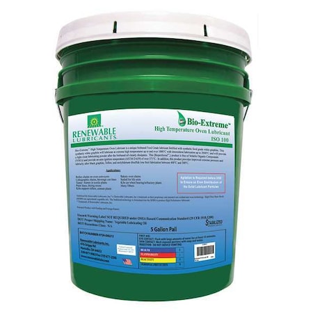 Renewable Lubricants 81864 Chain & Wire Rope Lubricant, 5 gal, Pail, Vegetable Oil Base, 584 Degrees F Max Op Temp, White