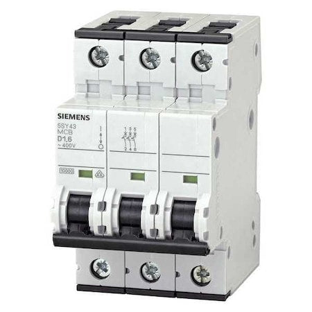 Siemens 5SY43017 Circuit Breaker, 5SY4 Series, 1A, 3 Pole, 400V AC, 10kA at 400V AC, C Curve