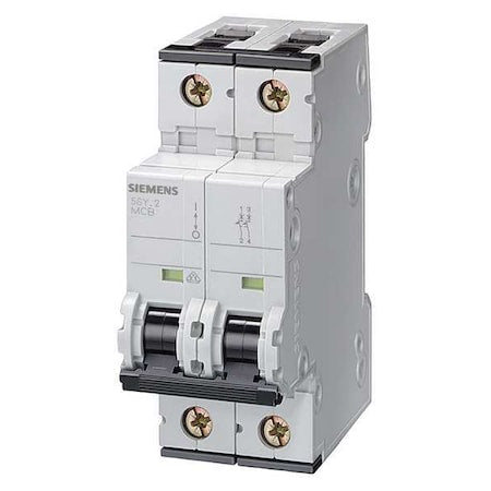 Siemens 5SY42507 Circuit Breaker, 5SY4 Series, 50A, 2 Pole, 400V AC, 10kA at 400V AC, C Curve