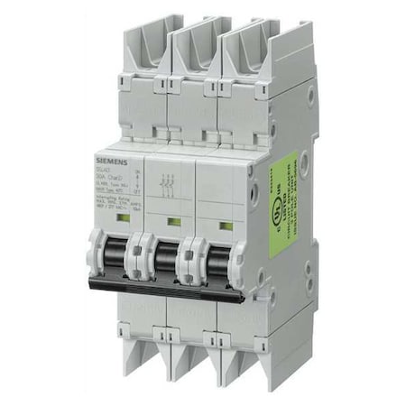 Siemens 5SJ43327HG42 IEC Miniature Circuit Breaker, 5SJ4 Series, 32A, 3 Pole, 277/480V AC, 10kA at 277/480V AC, C Curve