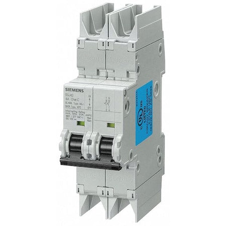Siemens 5SJ42168HG42 Miniature Circuit Breaker, 5SJ4 Series, 16A, 2 Pole, 277/480V AC, 10kA, D Curve