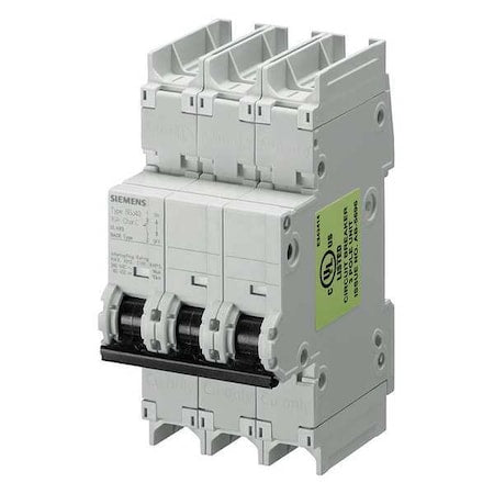 Siemens 5SJ43067HG41 IEC Miniature Circuit Breaker, 5SJ4 Series, 6A, 3 Pole, 240V AC, 14kA at 240V AC, C Curve
