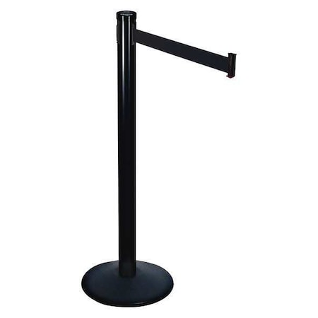 Retracta-Belt 301BA-BK Barrier Post with Belt, Black, 10 ft Length, 40 in Post Height, No Legend, Black
