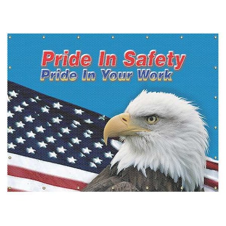 Accuform PWD126YL Welding Screen, Pride In Safety, Pride In Your Work, Vinyl, 32 oz/sq yd, 8 ft W x 6 ft H, Yellow