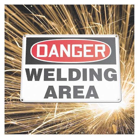 Accuform PWD112YL Welding Screen, Danger Welding Area, Vinyl, 13 oz/sq yd., 6 ft W x 6 ft H, Yellow