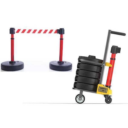 Banner Stakes PL4014 PLUS Barricade System, Red w/ Wht Stripes