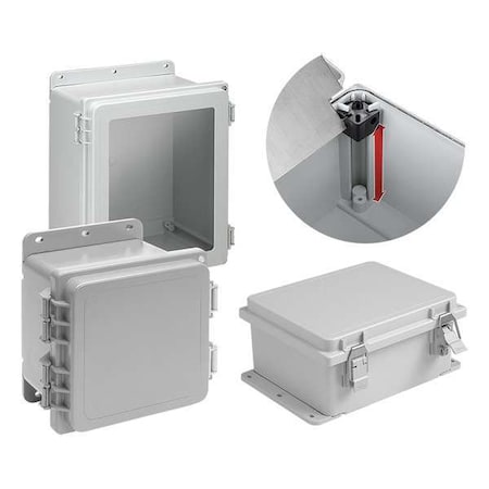 Nvent Hoffman A1084PHC 1/4 Turn Latch Electrical Enclosures, 10.12 in H, 4.38 in D, 8 in W, 12, 13, 4, 4X, Polyester