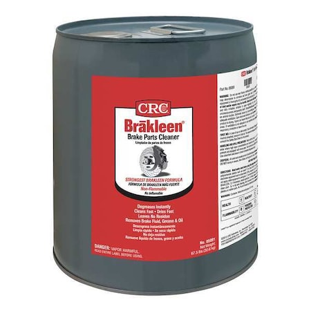 CRC 05091 Brake Parts Cleaner, Brakleen, Pail, 5 gal, Solvent, Non-Chlorinated, Flammable, Brown