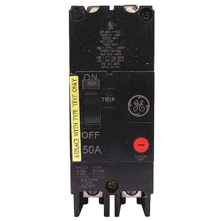 Ge TEYF250 Molded Case Circuit Breaker, TEYF Series, 50A, 2 Pole, 277/480V AC, 18kA at 277/480V AC