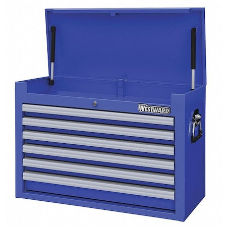 Westward 32H835 Top Chest, 6-Drawers, Powder Coated Blue, 26