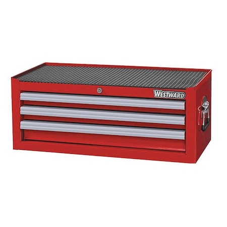 Westward 32H848 Intermediate Chest, 3-Drawers, Powder Coated Red, 26.5