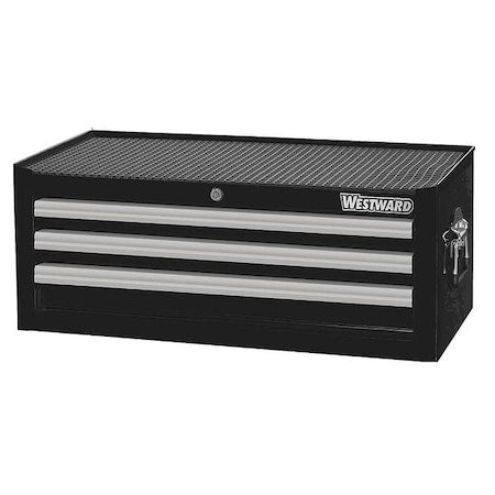 Westward 32H849 Intermediate Chest, 3-Drawers, Powder Coated Black, 26.5