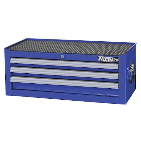 Westward 32H850 Intermediate Chest, 3-Drawers, Powder Coated Blue, 26.5