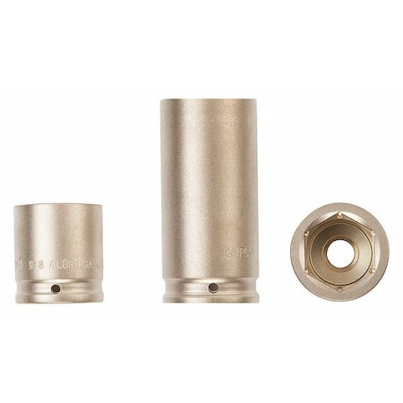 Ampco Safety Tools I-3/4D1-1/8 3/4 in Drive Impact Socket Standard Socket, Natural, Nkl Alm Bronze, Natural, 1 1/8 in