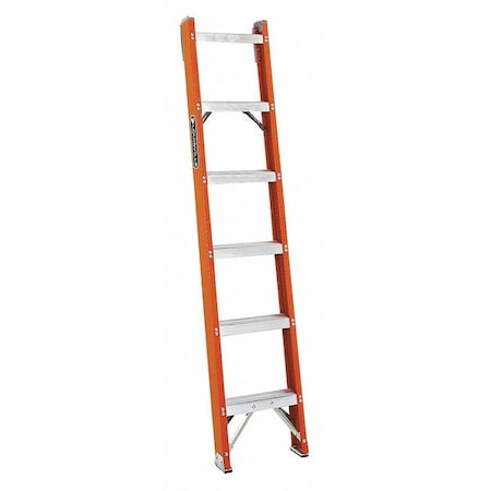 Louisville FH1006 6 ft Overall H, Straight Ladder, Fiberglass, Natural Finish, 300 lb Load Capacity