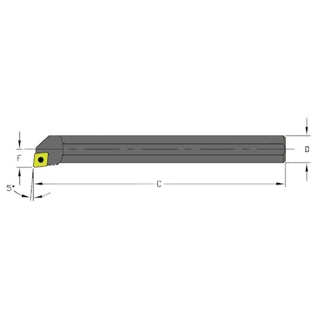 Ultra-DEX USA 957-000-133 Indexable Boring Bar, A16R SCLCL3, 8 in L, High Speed Steel, 80 Degrees Diamond Insert Shape