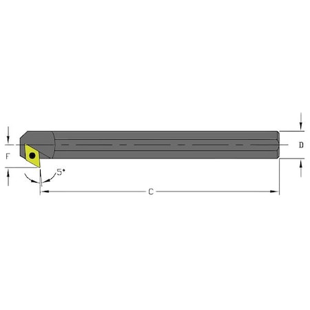 Ultra-DEX USA 957-000-402 Indexable Boring Bar, S16X SDXCL3, 9 in L, High Speed Steel, 55 Degrees Diamond Insert Shape