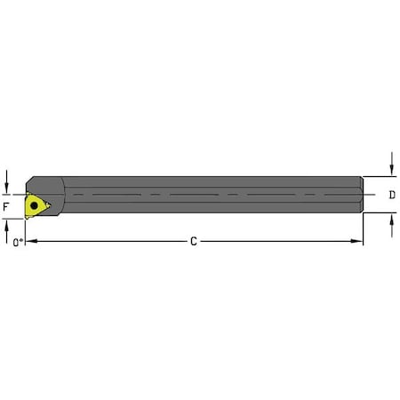 Ultra-DEX USA 957-000-131 Indexable Thread Turning Tool Holder, A16R LSEL3, 8 in L, High Speed Steel, Triangle Insert Shape