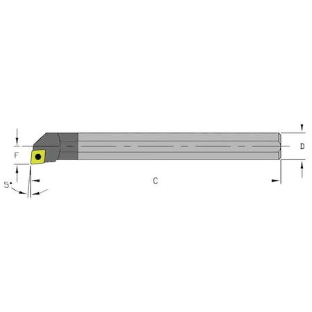 Ultra-DEX USA 920-000-003 Indexable Boring Bar, C03.5H SCLDL1.5, 4 in L, Carbide, 80 Degrees Diamond Insert Shape