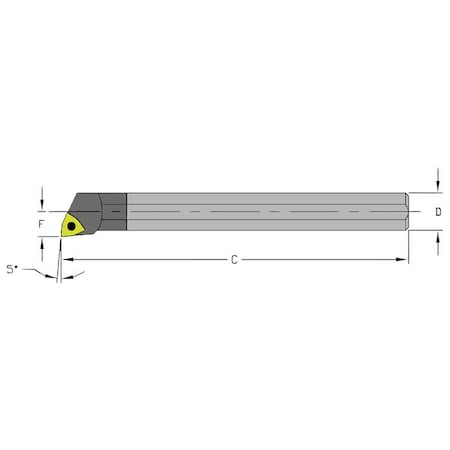 Ultra-DEX USA 920-000-027 Indexable Boring Bar, C05K SWLCR1.5, 5 in L, Carbide, Trigon Insert Shape