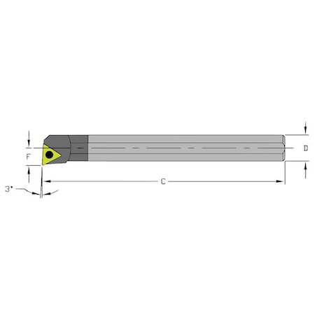 Ultra-DEX USA 920-000-132 Indexable Boring Bar, E04H STUCL1.2, 4 in L, Carbide, Triangle Insert Shape