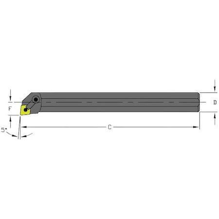 Ultra-DEX USA 957-000-390 Indexable Boring Bar, S16S MCLNR3, 10 in L, High Speed Steel, 80 Degrees Diamond Insert Shape