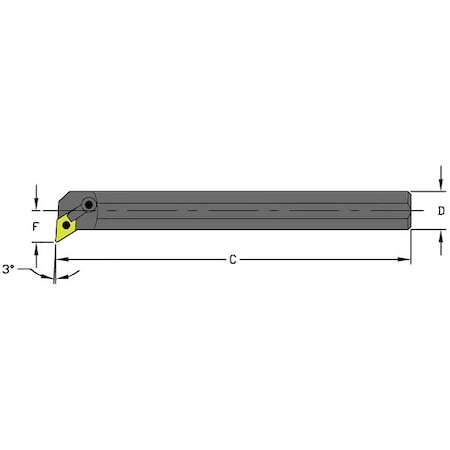 Ultra-DEX USA 957-000-392 Indexable Boring Bar, S16S MDUNL3, 10 in L, High Speed Steel, 55 Degrees Diamond Insert Shape