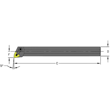 Ultra-DEX USA 957-000-130 Indexable Boring Bar, A12R MWLNR3, 8 in L, High Speed Steel, Trigon Insert Shape
