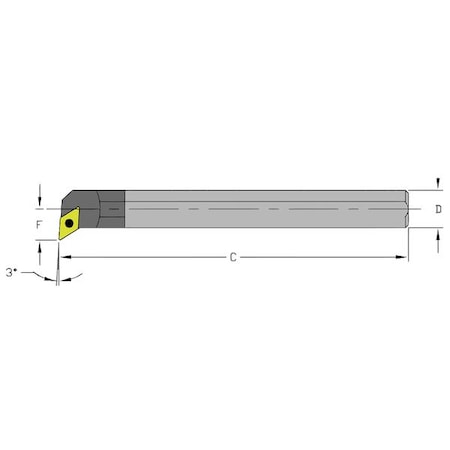 Ultra-DEX USA 920-000-037 Indexable Boring Bar, C06M SDUCR2, 6 in L, Carbide, 55 Degrees Diamond Insert Shape