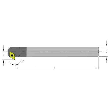 Ultra-DEX USA 920-000-287 Indexable Boring Bar, E10S SDXCR2, 10 in L, Carbide, 55 Degrees Diamond Insert Shape
