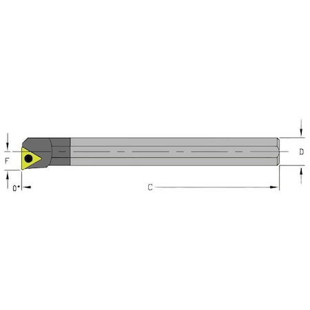 Ultra-DEX USA 920-000-348 Indexable Boring Bar, E12S STUPR3, 10 in L, Carbide, Triangle Insert Shape