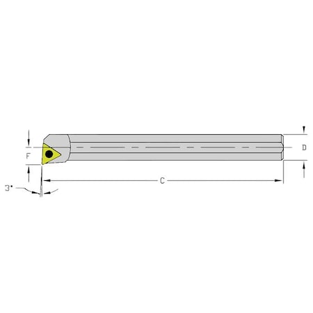 Ultra-DEX USA 940-000-019 Indexable Boring Bar, HM06Q STUCR1.2, 7 in L, Heavy Metal, Triangle Insert Shape