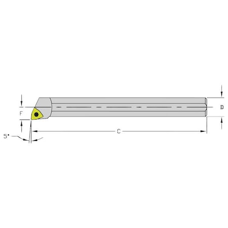 Ultra-DEX USA 940-000-044 Indexable Boring Bar, HM08Q SWLCR2, 7 in L, Heavy Metal, Trigon Insert Shape