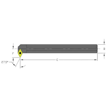 Ultra-DEX USA 957-000-374 Indexable Boring Bar, S16R SDNCR3, 8 in L, High Speed Steel, 55 Degrees Diamond Insert Shape