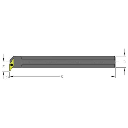 Ultra-DEX USA 957-000-404 Indexable Boring Bar, S16X SVFBR3, 9 in L, High Speed Steel, 35 Degrees Diamond Insert Shape