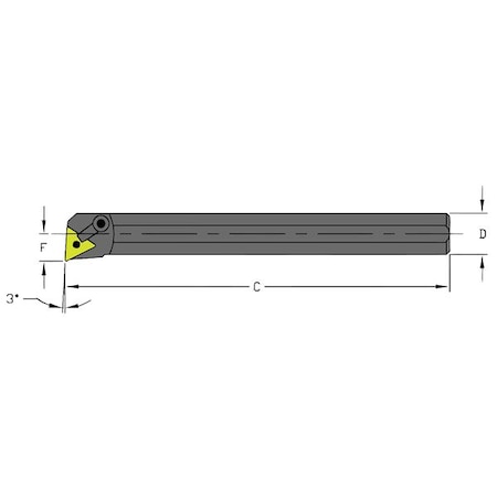 Ultra-DEX USA 957-000-409 Indexable Boring Bar, S20S MTUNR3, 10 in L, High Speed Steel, Triangle Insert Shape
