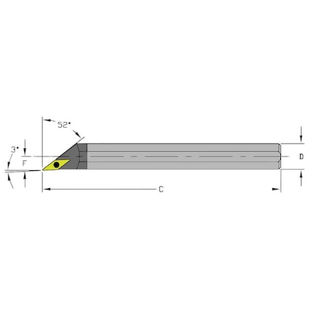 Ultra-DEX USA 920-000-295 Indexable Boring Bar, E10S SVJBR2, 10 in L, Carbide, 35 Degrees Diamond Insert Shape