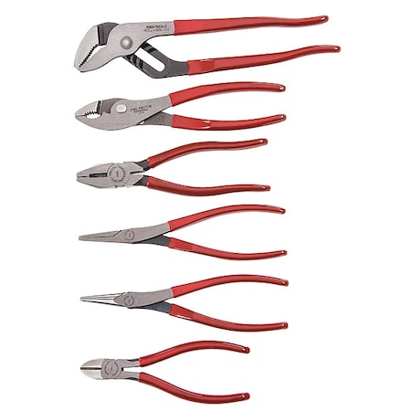 Proto J202GS 6 Piece Plastic Grip Pliers Set Plastisol Grips Handle