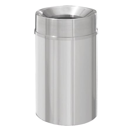 Glaro F2035-SA-SA New Yorker 33 gal Round Indoor Metal Can, Satin Aluminum, None, Aluminum, Not Applicable