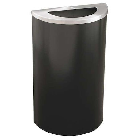 Glaro 1891-BK-SA 14 gal. Steel Half-Round Trash Can, Black