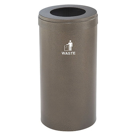 Glaro W-1542BV-BV-W 23 gal Round Recycling Bin, Funnel Top, Bronze Vein, Steel, 1 Openings