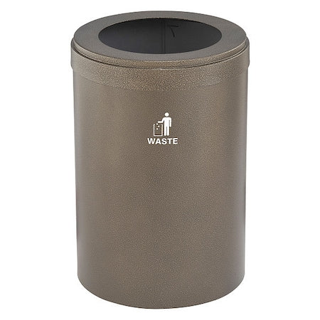 Glaro W-2042BV-BV-W 41 gal Round Recycling Bin, Funnel Top, Bronze Vein, Steel, 1 Openings