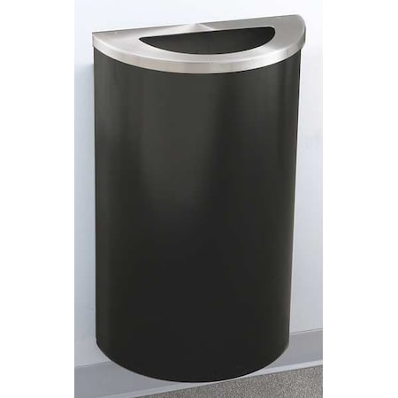 Glaro 1891-BK-SA-WM189 14 gal. Steel Half-Round Trash Can, Black