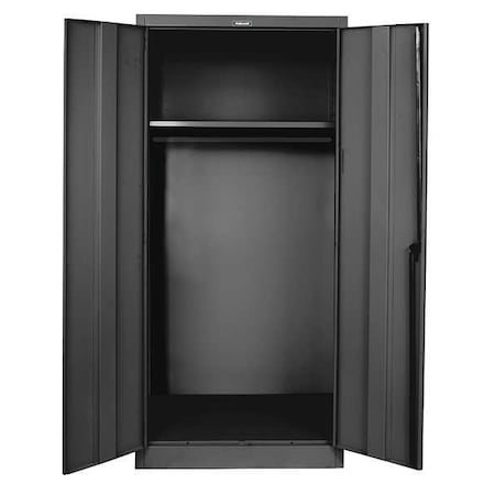 Hallowell 845W18A-ME Wardrobe Storage Cabinet, 78 in H, 48 in W, 18 in D, Swing, Keyed, Black, 1 Shelves, 0 Drawers