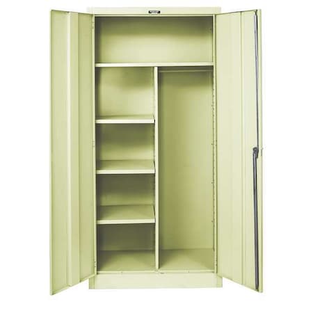Hallowell 865C24PT Combo Wardrobe Storage Cabinet, 78 in H, 48 in W, 24 in D, Swing, Keyed, Tan, 4 Shelves, 0 Drawers