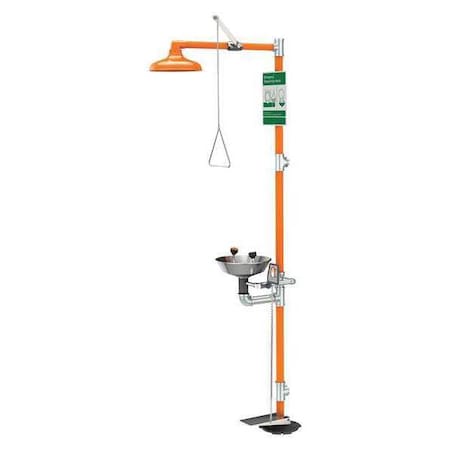 Guardian Equipment G1902HFC Shower with Eyewash, Floor Mount, Galvanized Steel Pipe, 94 3/4 in H, Stainless Steel Bowl