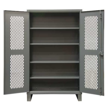 Durham MFG HDCV244878-4S95 Shelving Storage Cabinet, 78 in H, 48 in W, 24 in D, Swing, Padlock Hasp, Gray, 4 Shelves, 0