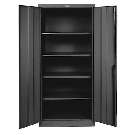 Hallowell 425S24ME Shelving Storage Cabinet, 72 in H, 48 in W, 24 in D, Swing, Keyed, Black, 4 Shelves, 0 Drawers