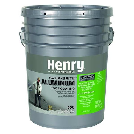 Henry HE558018 Aluminum Roof Coating, 5 gal, Pail, Silver