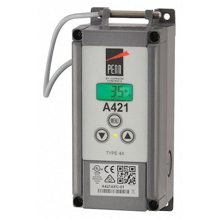 Johnson Controls A421AET-01C Temperature Control, Close on Rise, Open on Rise, -40 Degrees to 212 Degrees F, SPDT, 120/240V